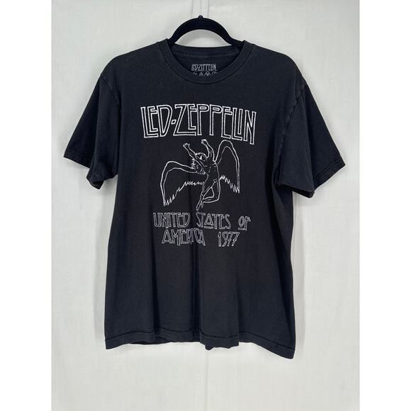 Led Zeppelin Shirt Mens Large Black Graphic Tee Music Band Merch Retro - Picture 1 of 5